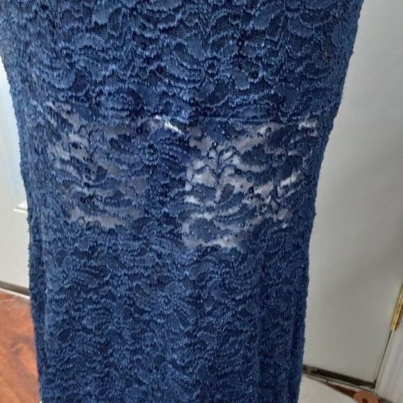 NWOT Quiz Bardot Embellished Sequin Cocktail Formal Prom Gown Navy Blue 4 - Picture 8 of 12
